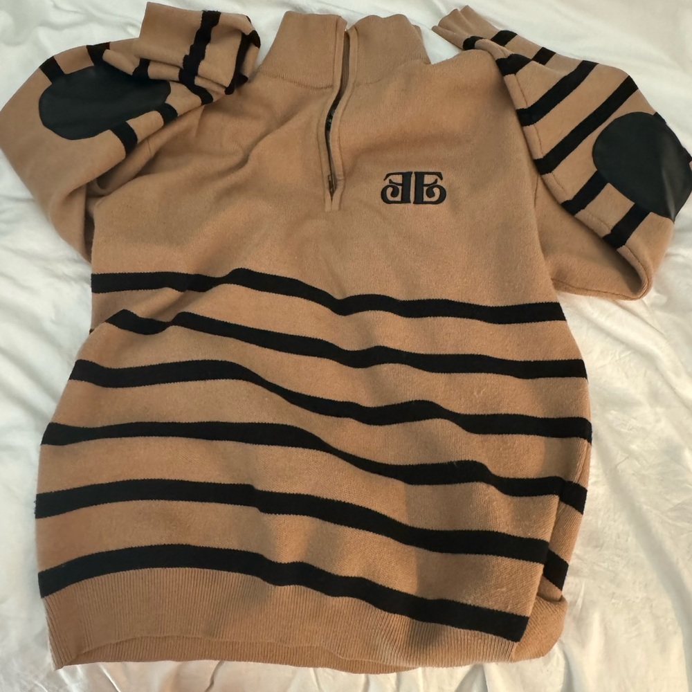 ellandemm Striped Classic Half Zip black and tan size s/m